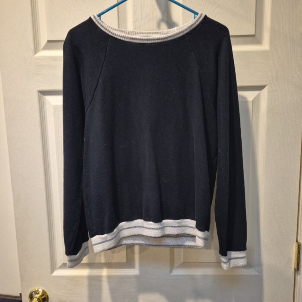 J. Crew Tipped Sweatshirt Black Cotton Large